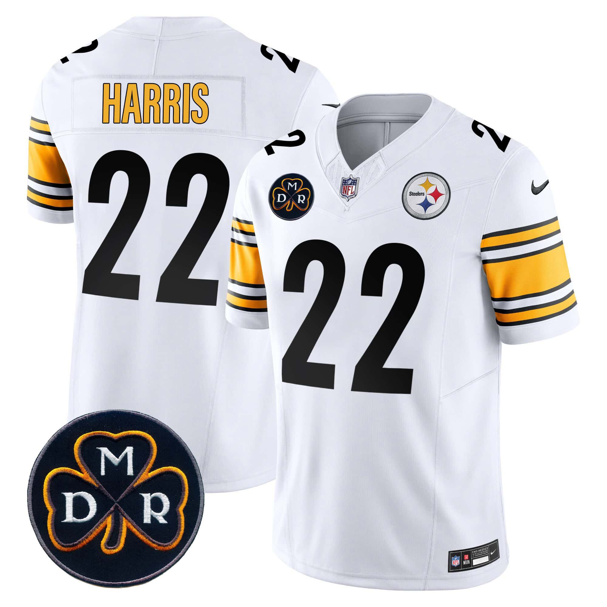 Men Pittsburgh Steelers #22 Harris White 2024 Nike DMR Patch Vapor Limited NFL Jersey